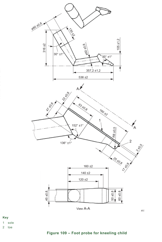 IEC 60335-2-107 Proba de pés para máquinas de cortar relva elétricas robóticas a bateria 2