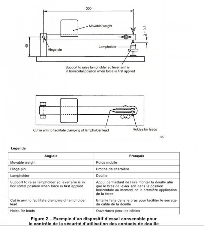 30N Equipamento de ensaio com LED Verificar a segurança dos contatos do porta-lâmpadas do porta-lâmpadas cobre para ensaio de lâmpadas IEC 60598-2 0