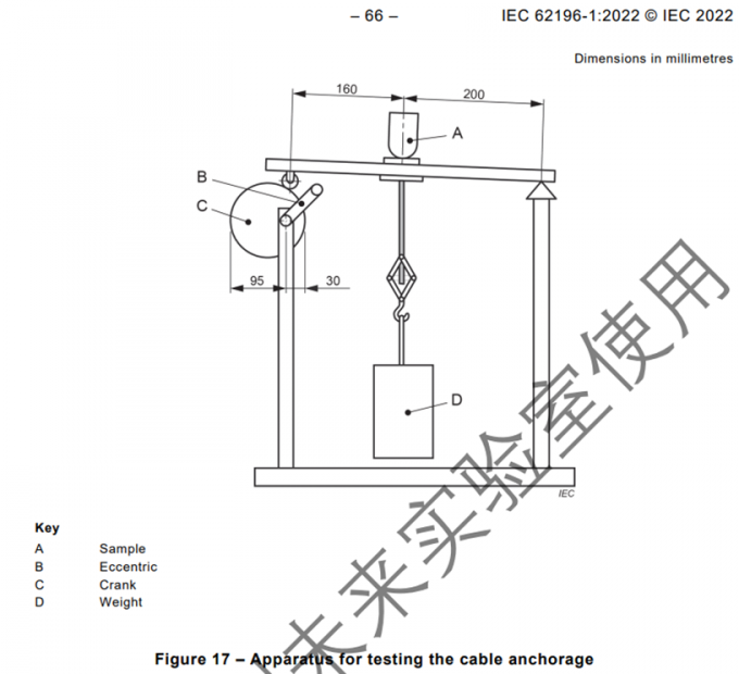 IEC60309-1 Interface de carga de equipamento de ensaio de força de tração e de binário de fixação de cabo 0