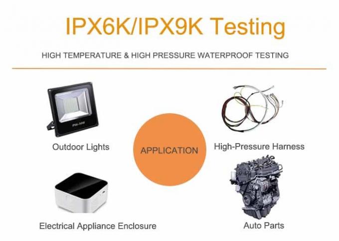 Câmara de aço inoxidável de alta temperatura do pulverizador de água do equipamento de testes do ingresso da água de IPX6K9K 1