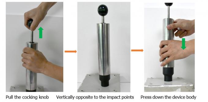 Dispositivo de aço inoxidável do teste de impacto da energia do verificador 2J do martelo da mola do IEC 60068-2-63 0